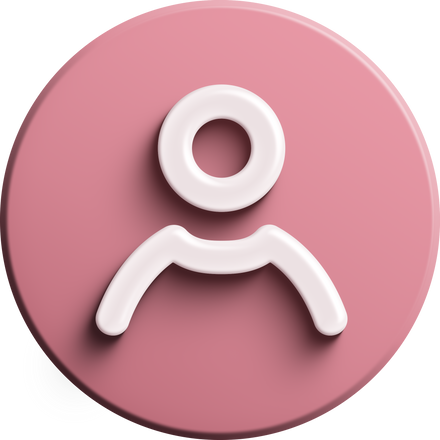 Pink round 3D user icon